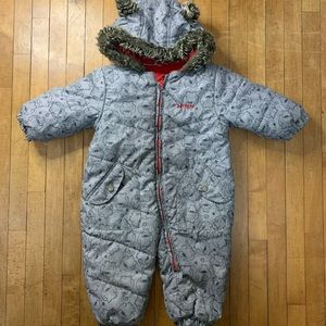 unisex extrem infant/ baby snow suit in gray and red